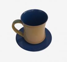 Mug et sous tasse marron mordoré et bleu marine