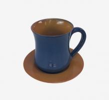 Mug bleu céruléen et marron fauve